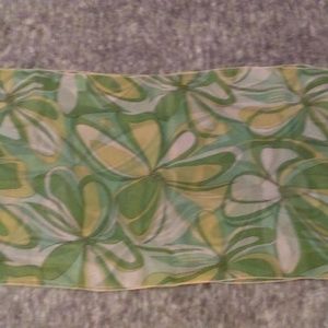 Green/yellow swirl sheer silk scarf 58" x 13"